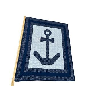 Nautical Anchor nursery quilt 40"x32" gray blue